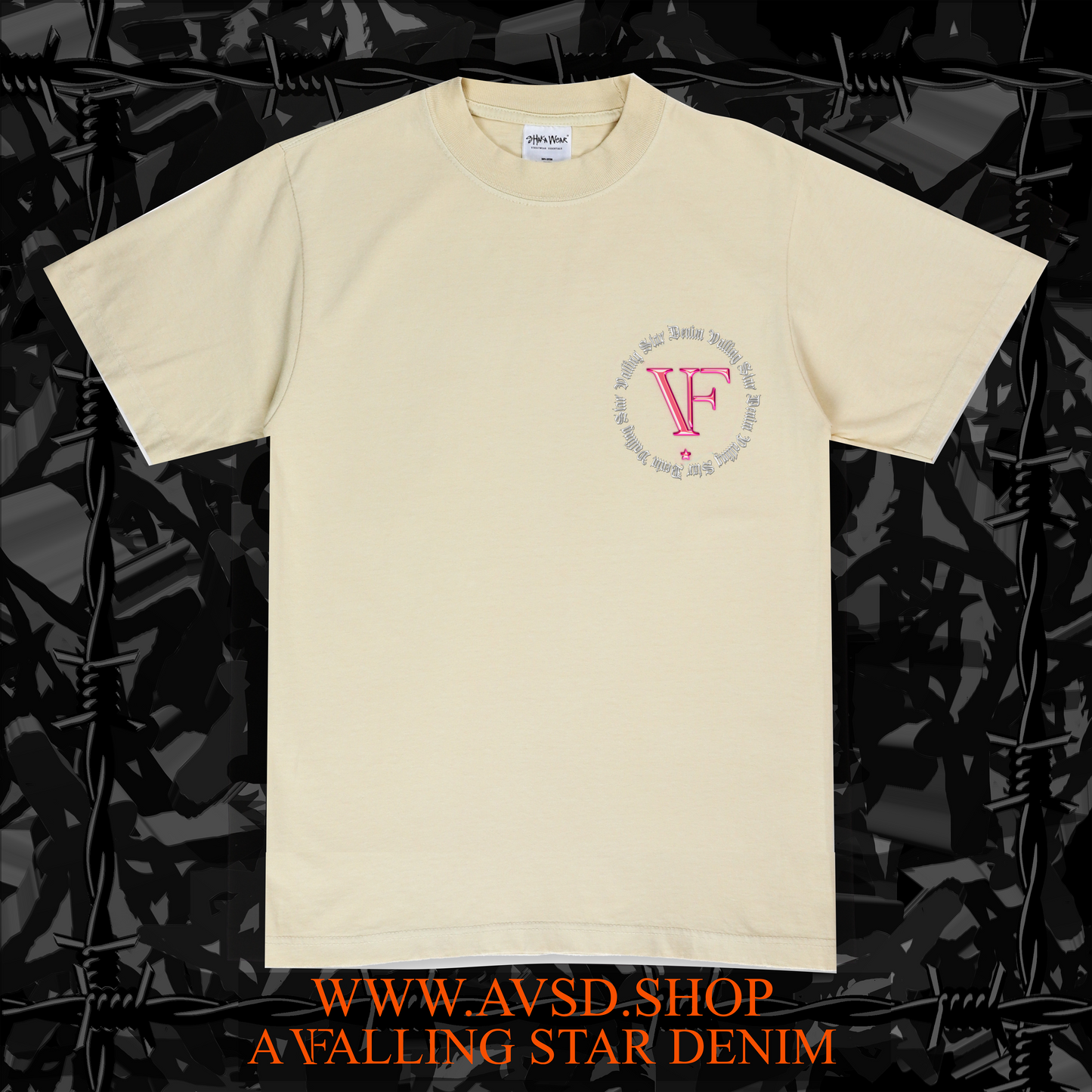 A VALLING STAR DENIM OVERSIZED “MEMBERS” CREAM TEE