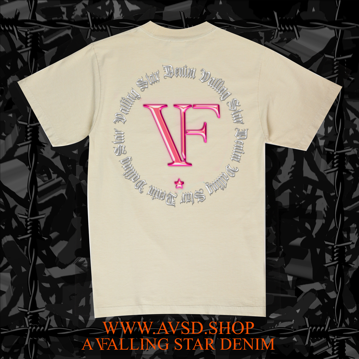A VALLING STAR DENIM OVERSIZED “MEMBERS” CREAM TEE